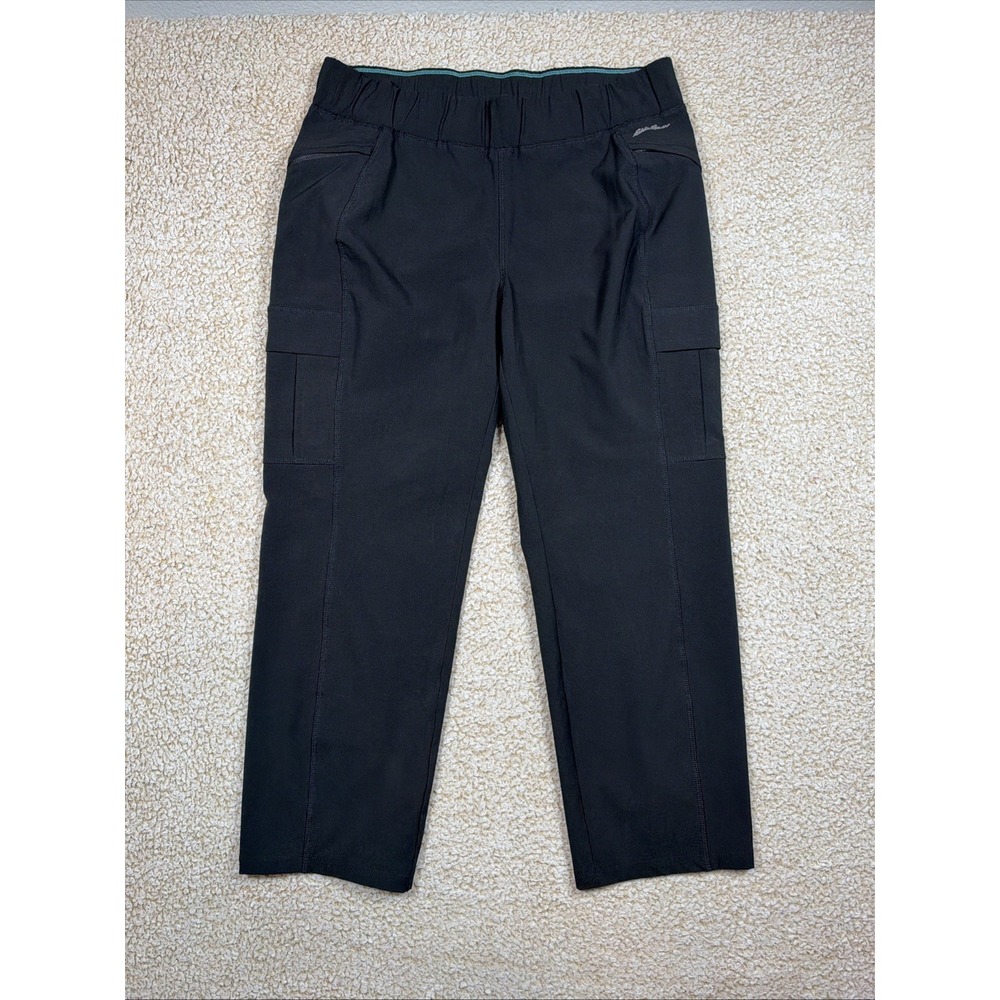 Eddie Bauer Travex Capri Cargo Hiking Pants Womens 10 Black Travel Stretch